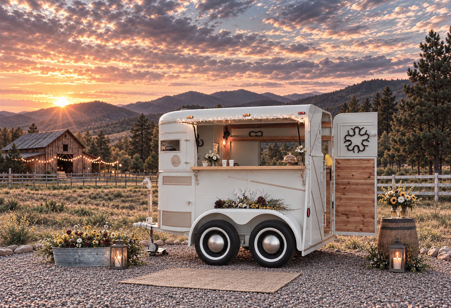 Pony Pub’s horse trailer styled for its upcoming mobile coffee service.